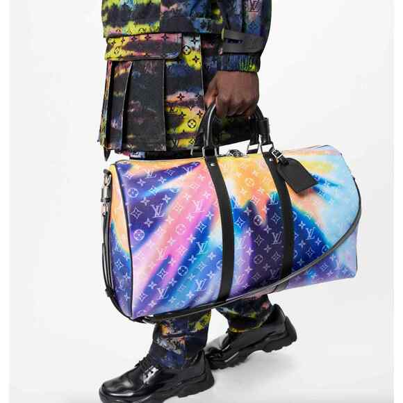 Louis Vuitton Keepall Bandouliere 50 Sunset Multicolor Black Weekend Travel Bag - Picture 3 of 12